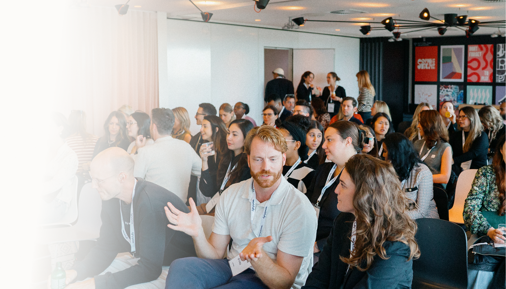 Professionals networking at a Workfully community event