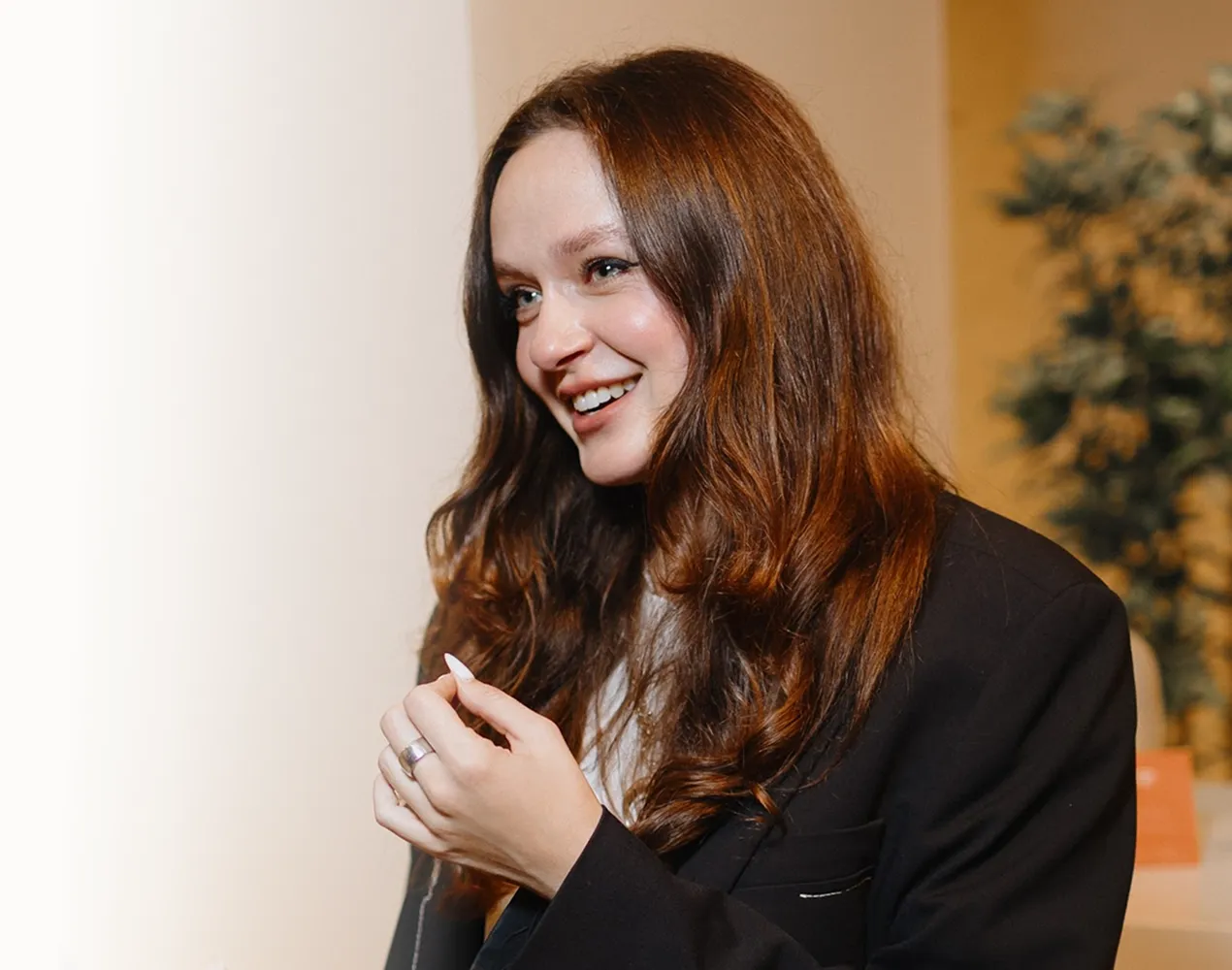 Smiling professional in a business setting