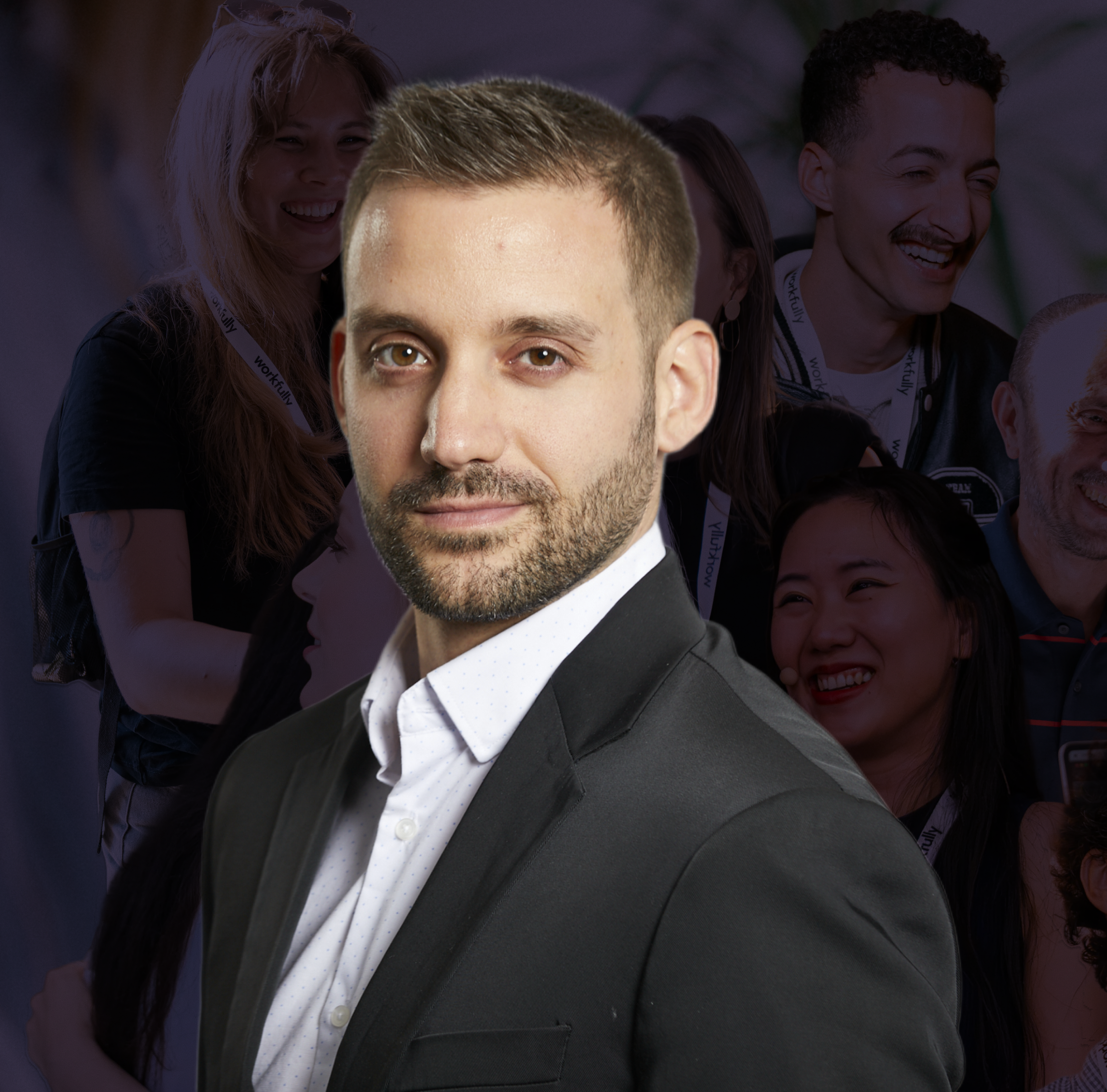 Professionals collaborating in a modern workspace