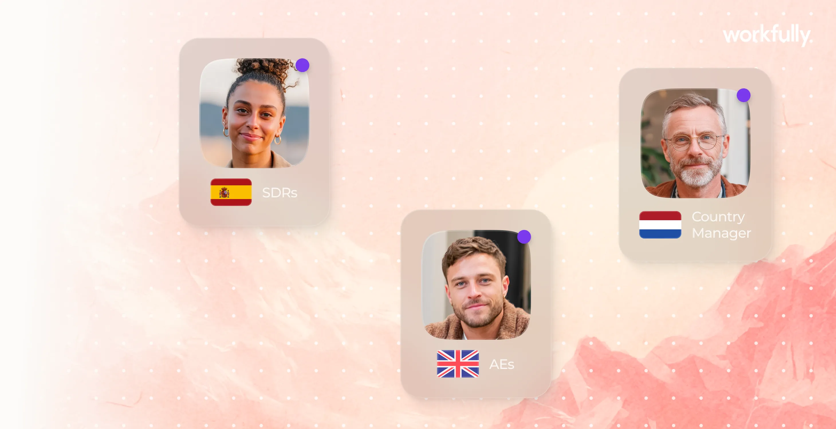 Team collaborating across regions in a bright office setting